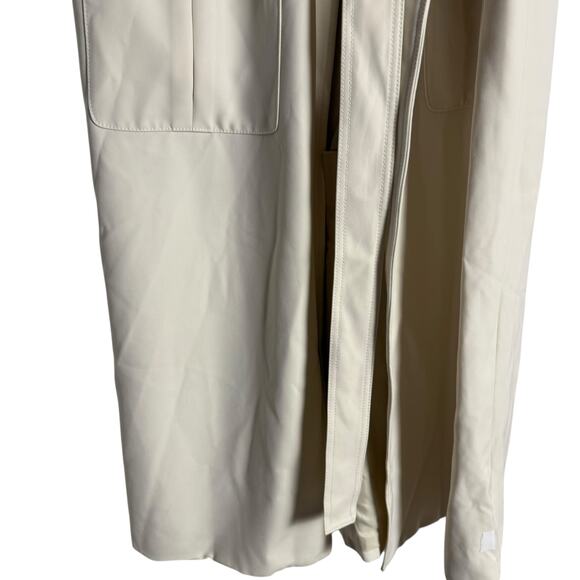 Marina Moscone Cream Long Belted Wrap Vest Trench Coat Size Medium - Picture 11 of 16